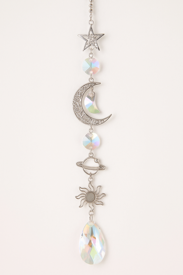 HIVORE™ Rainbow Crystal Prism Wind Chime – Moon & Sun Dreamcatcher Pendant for Home & Garden Décor