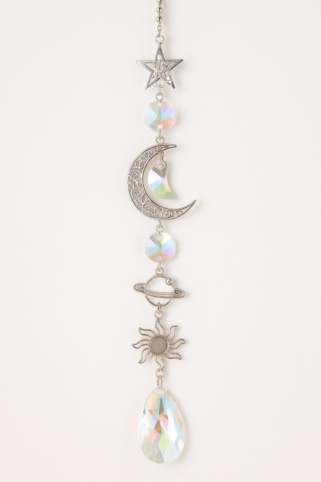 HIVORE™ Rainbow Crystal Prism Wind Chime – Moon & Sun Dreamcatcher Pendant for Home & Garden Décor